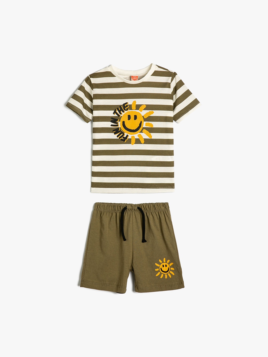 

Koton Boys Printed Pure Cotton T-shirt With Shorts, Khaki