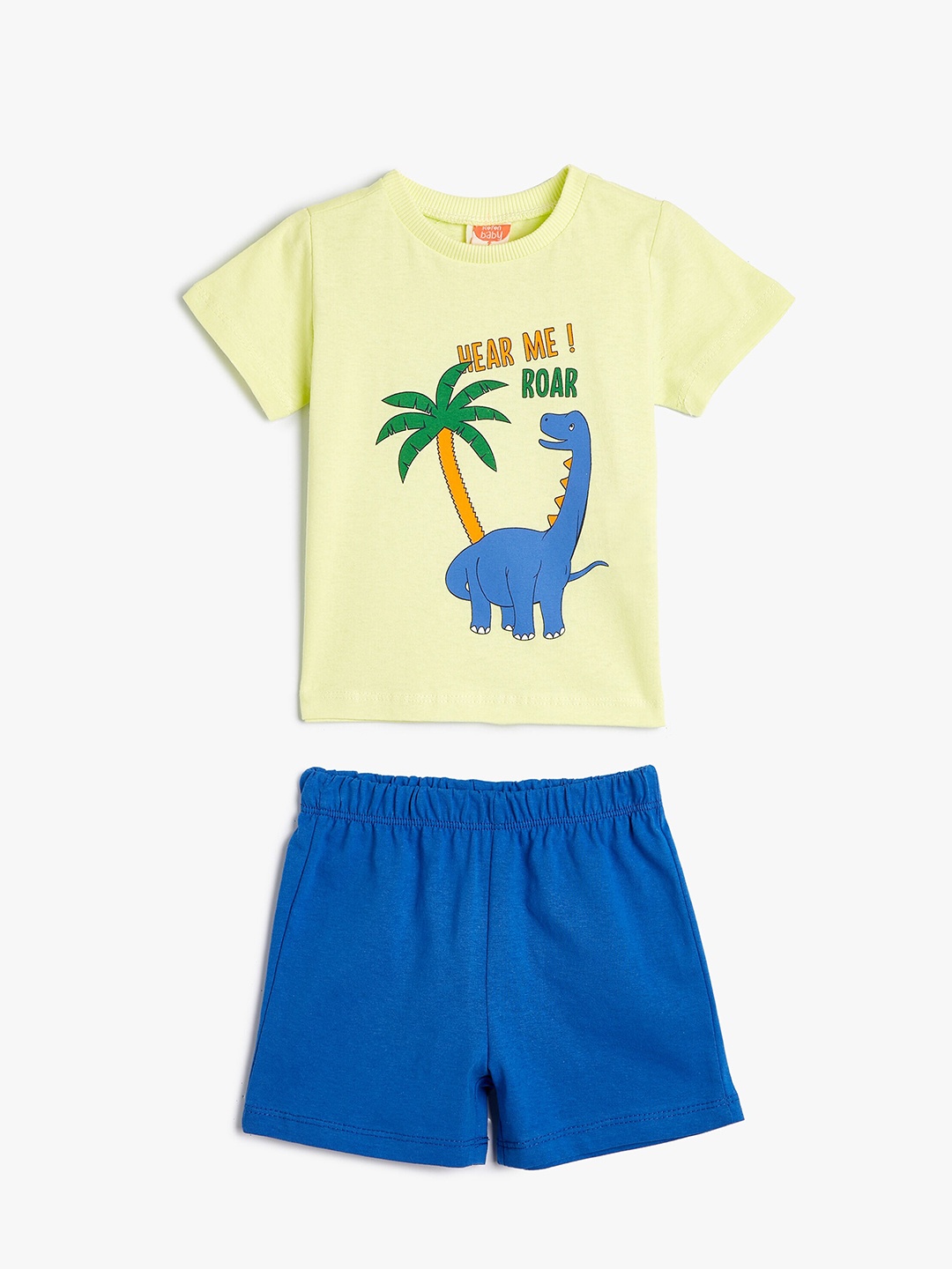

Koton Boys Printed Pure Cotton T-shirt With Shorts, Green