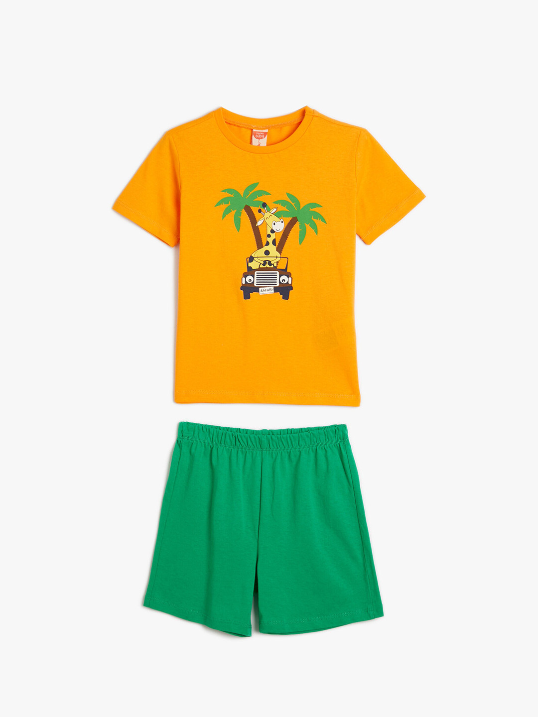 

Koton Boys Printed Pure Cotton T-shirt With Shorts, Orange