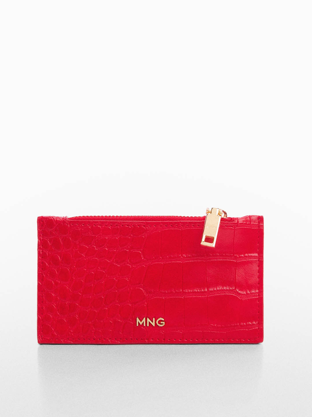 

MANGO Women Animal Textured Card Holder, Red