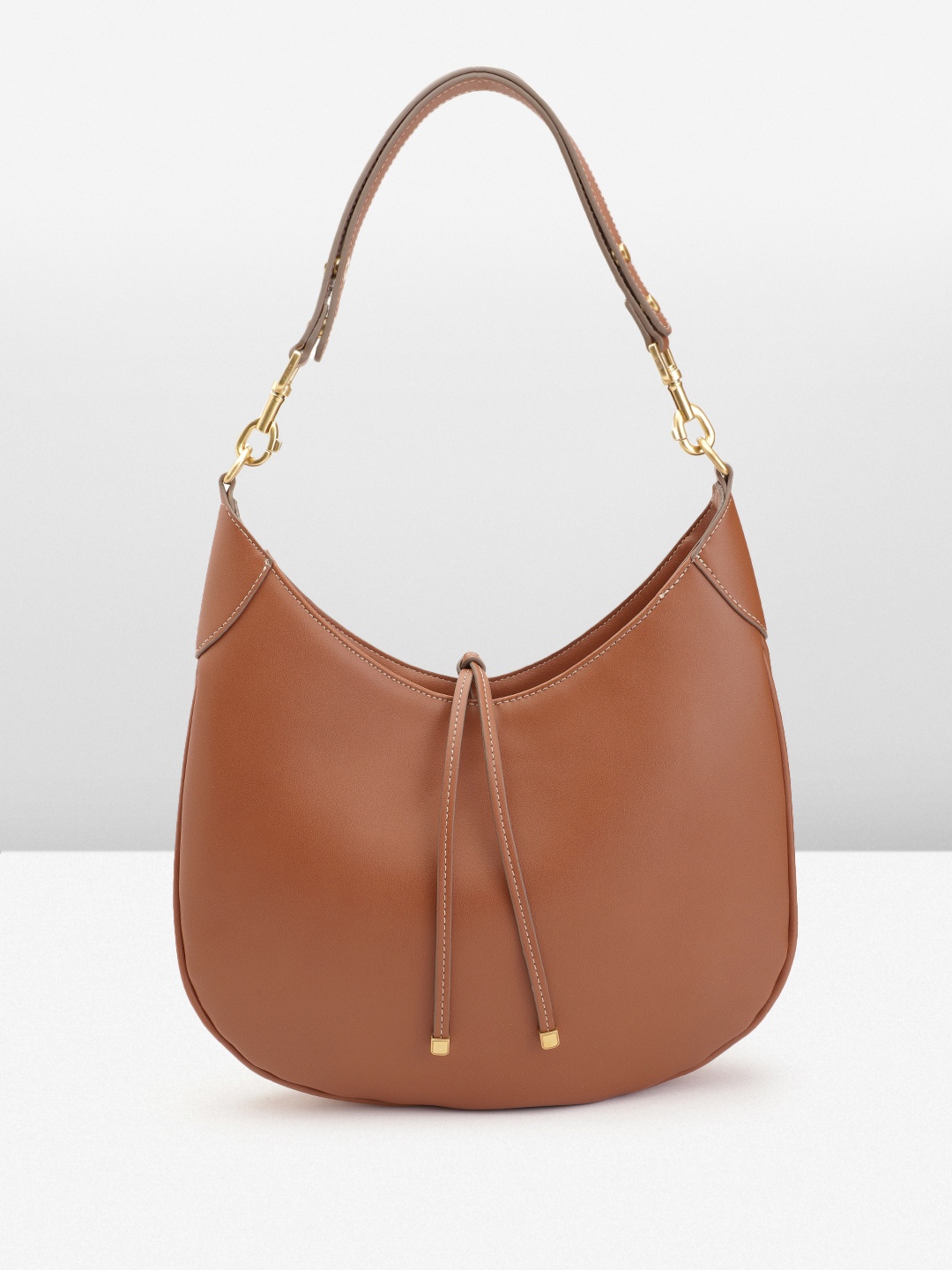 

MANGO PU Handheld Bag with Detachable Strap, Brown