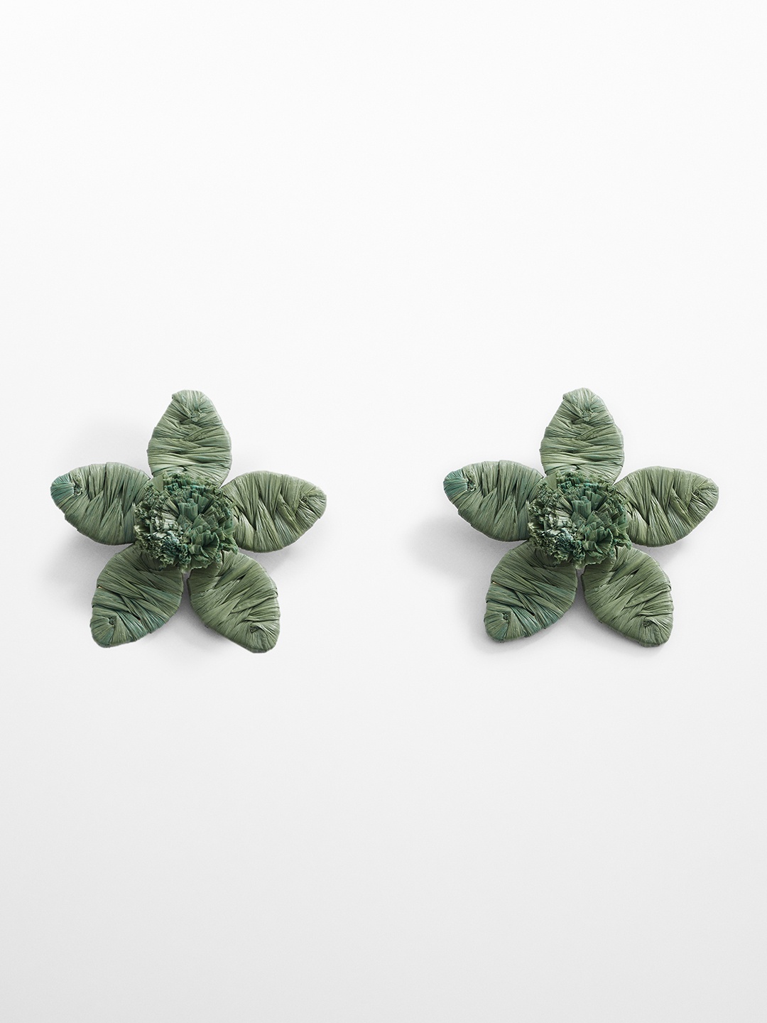 

MANGO Floral Studs Earrings, Green