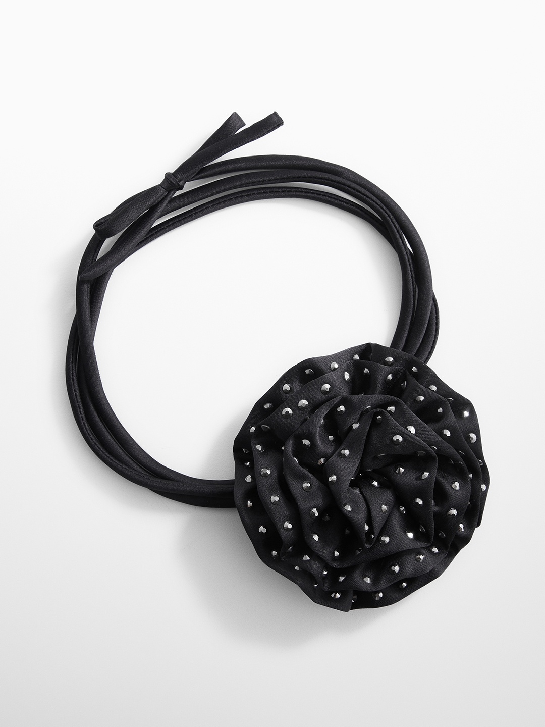 

MANGO Embellished Choker Style Scarf, Black