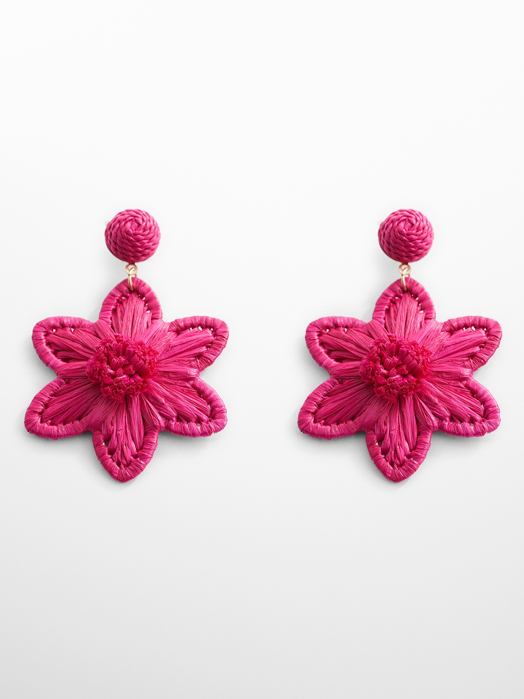 

MANGO Floral Drop Earrings, Pink