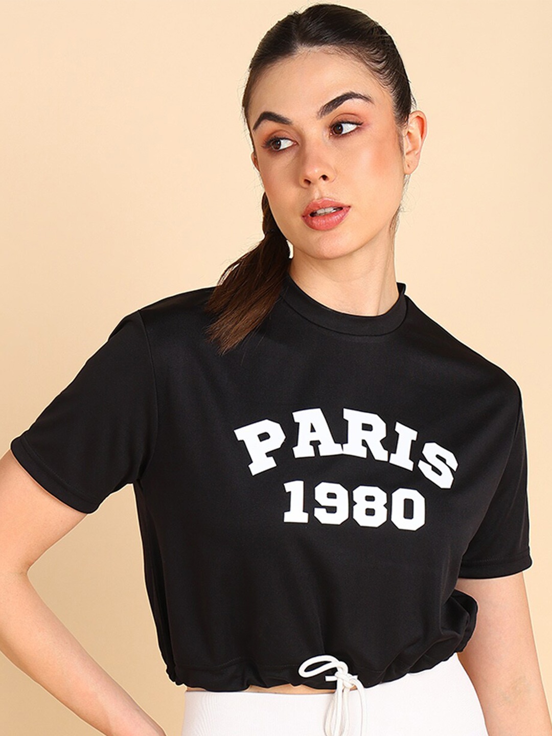 

Slazenger Typography Printed Cropped Tshirt, Black