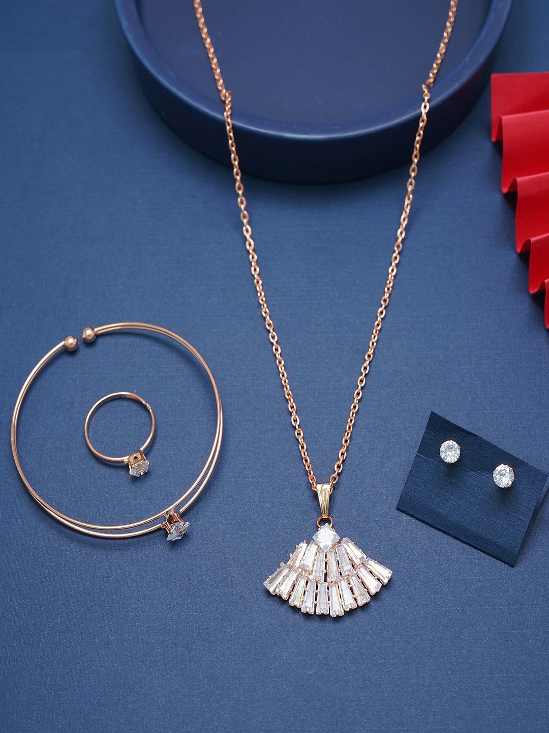

Ramdev Art Fashion Jwellery Rose Gold Plated Jewellery Set