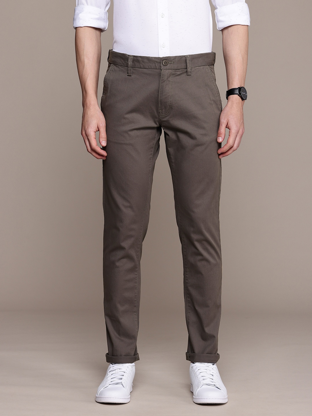 

Nautica Men Slim Fit Semiformal Trousers, Taupe