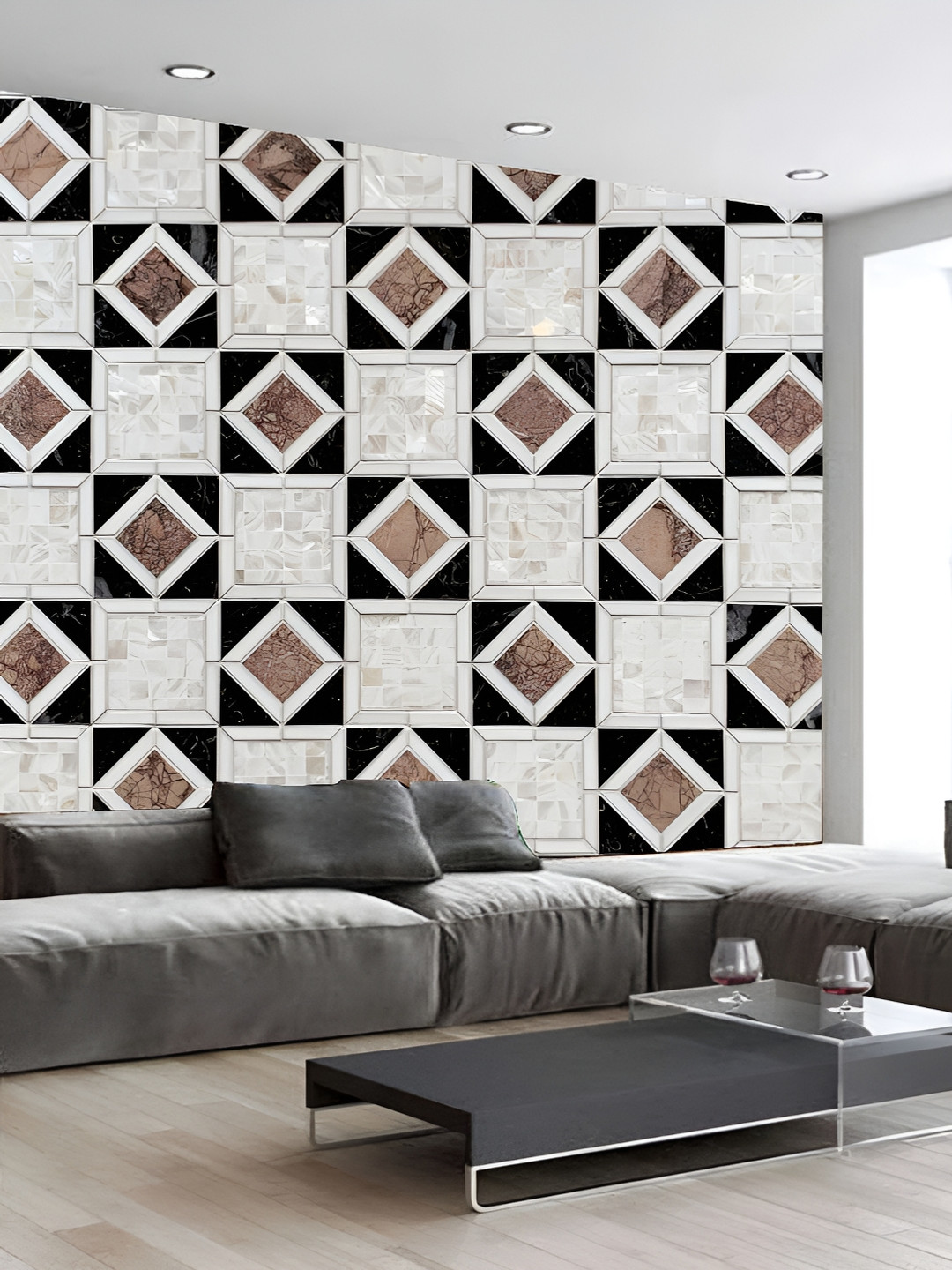 

KSHIRSA Grey & Brown Printed Self-Adhesive Wall Stickers