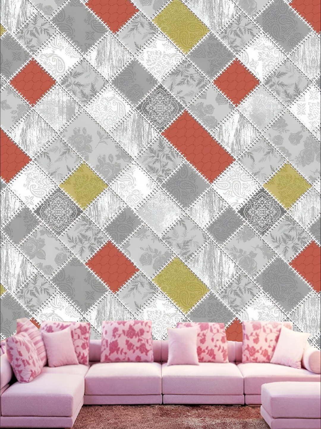 

KSHIRSA Grey & Red Printed Self Adhesive 3D Wall Stickers