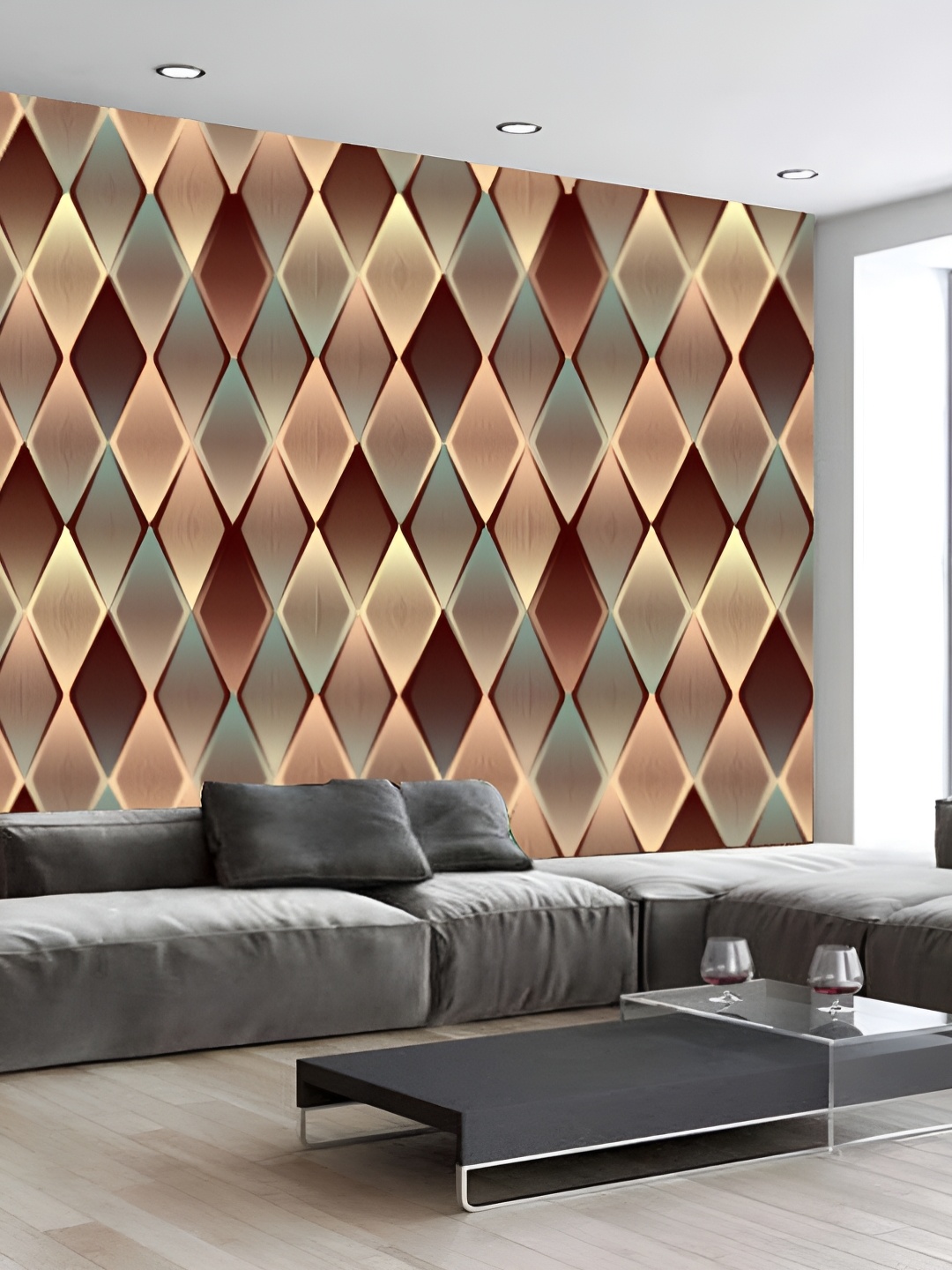 

KSHIRSA Brown & Green Abstract Printed Self-Adhesive Wall Stickers