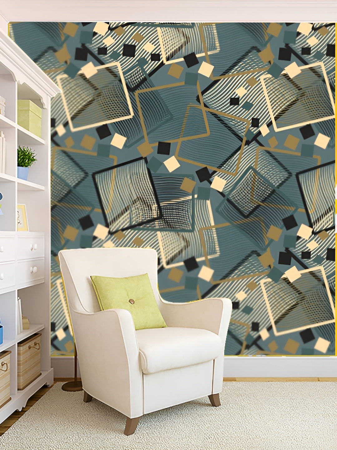 

KSHIRSA Green & Beige Printed Self-Adhesive Wall Stickers