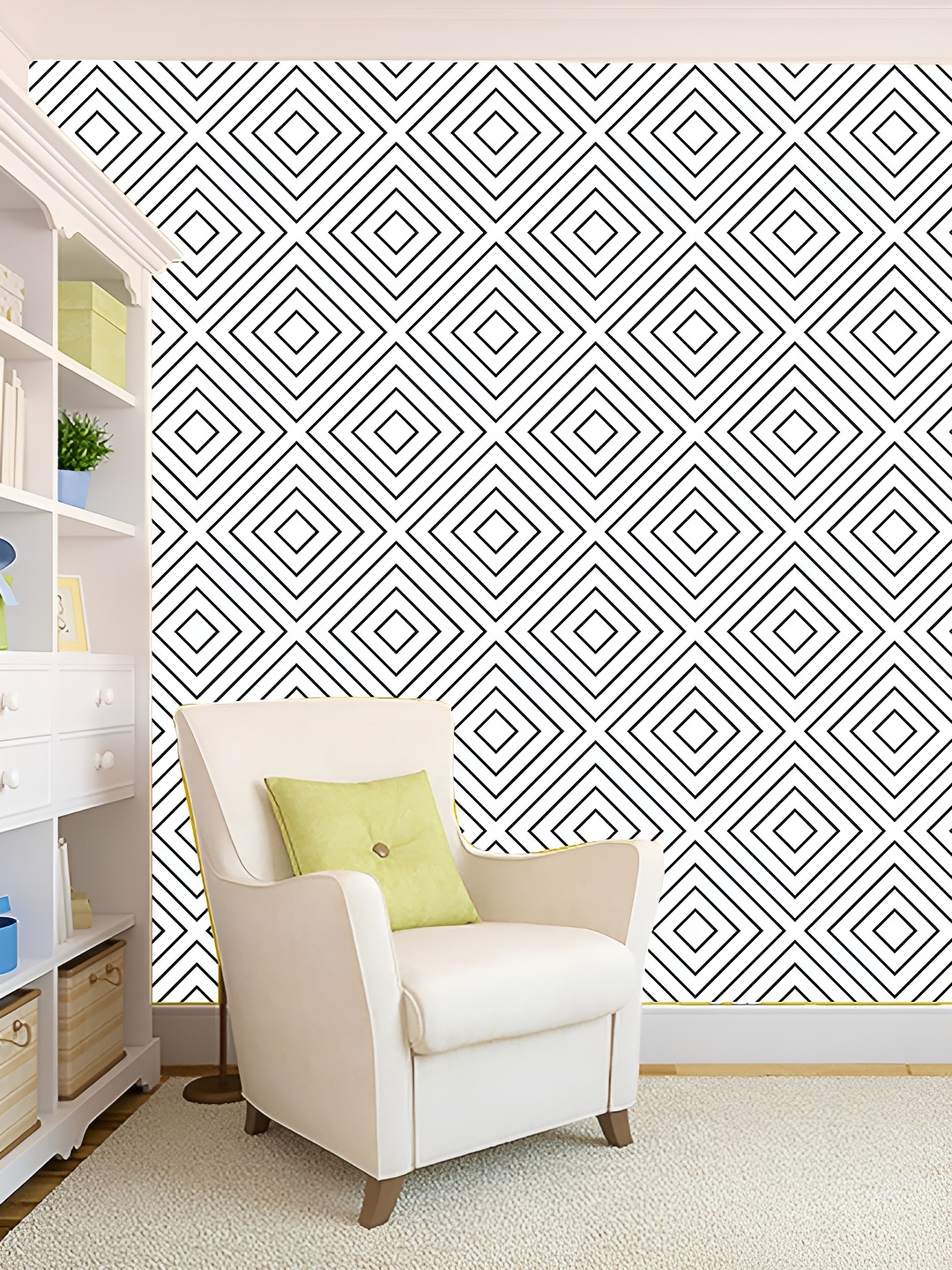 

KSHIRSA Black Self Adhesive 3D Wall Sticker, White