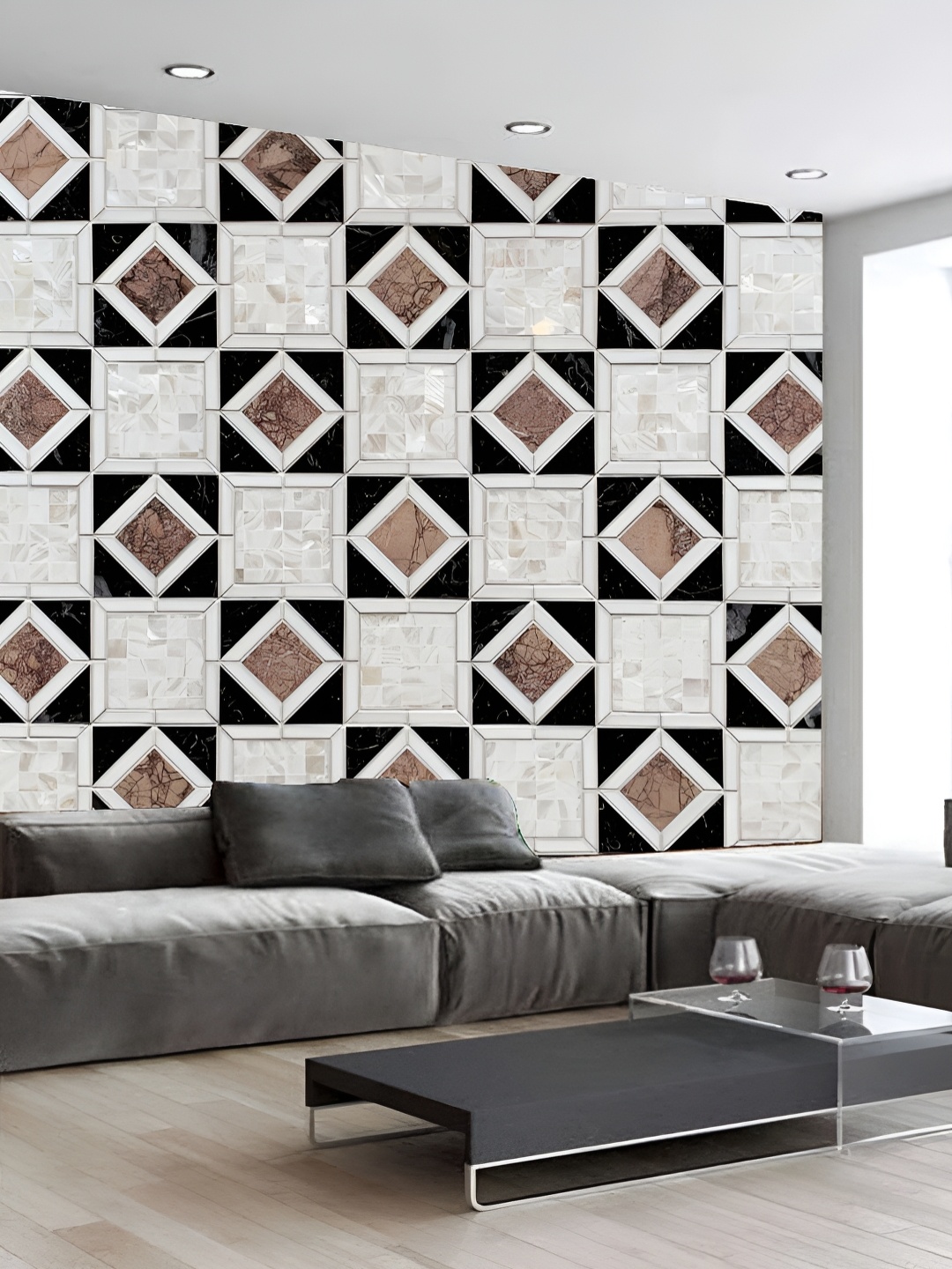 

KSHIRSA Grey & Brown Printed Self-Adhesive Wall Sticker