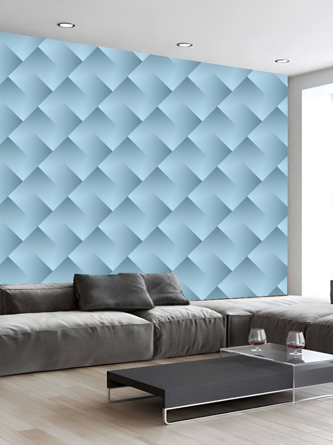 

KSHIRSA Grey & Red Printed Self-Adhesive Wall Stickers, Blue