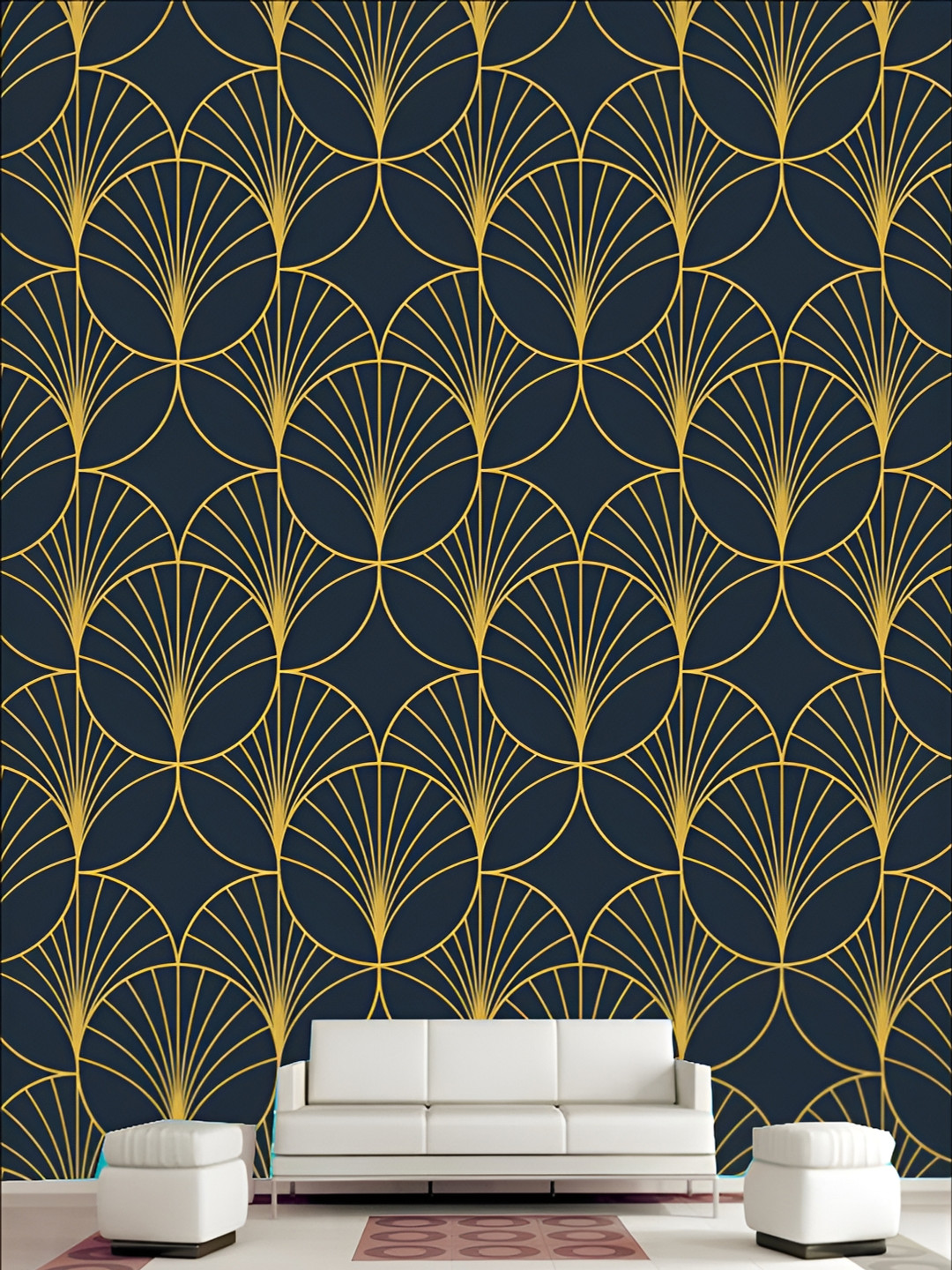 

KSHIRSA Yellow & Blue Abstract Printed 3D Self Adhesive Wall Sticker