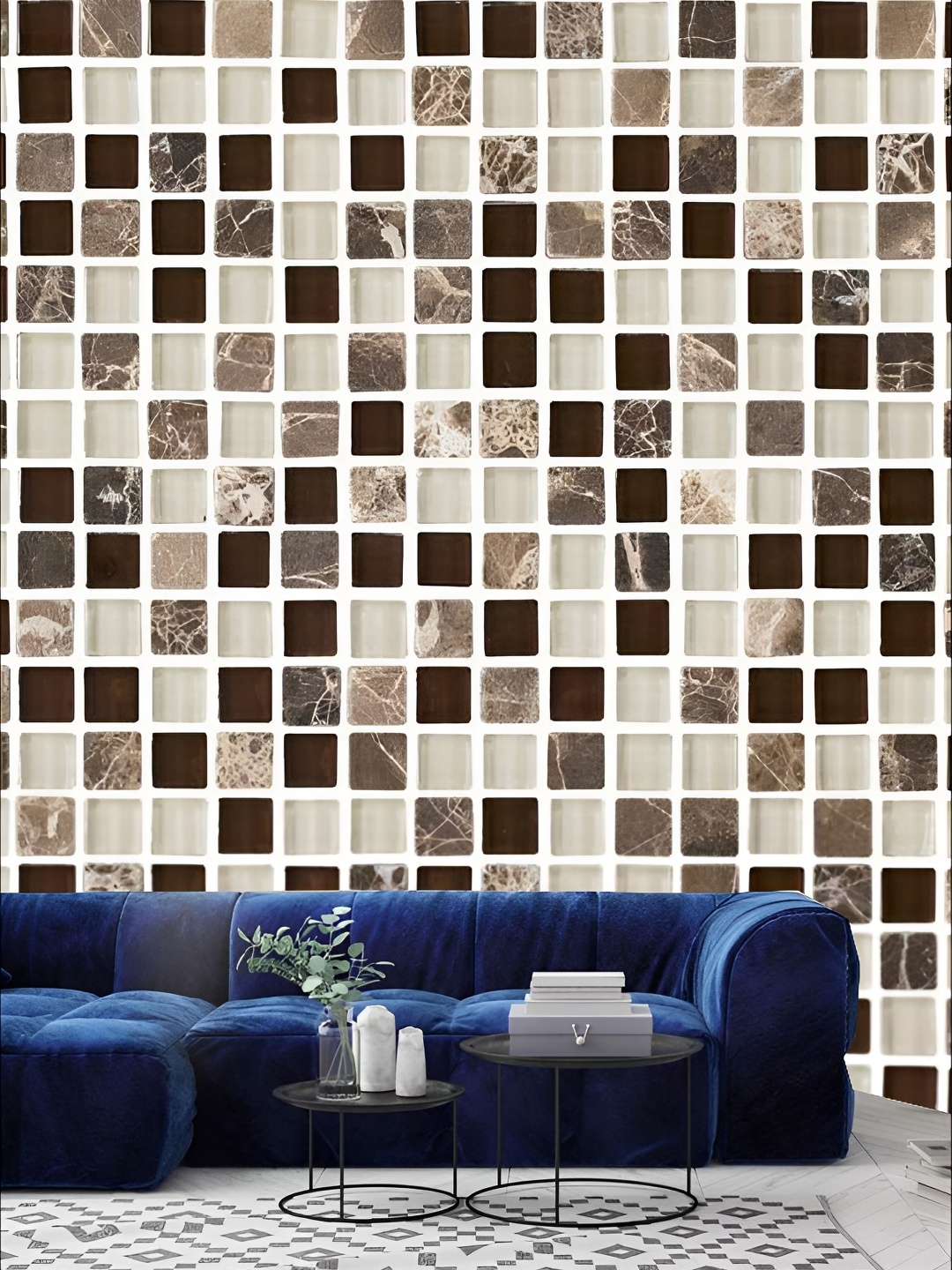 

KSHIRSA Brown and Cream Self Adhesive 3D Wall Sticker