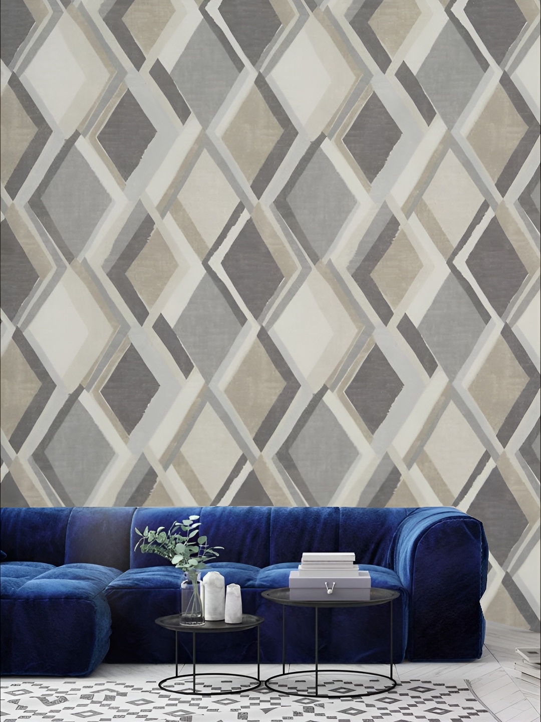 

KSHIRSA Grey & Brown Geometric Printed 3D Self Adhesive Wallpaper