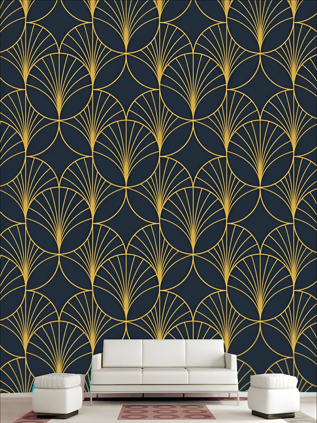 

KSHIRSA Blue & Yellow Geometric Printed 3D Self Adhesive Wallpaper