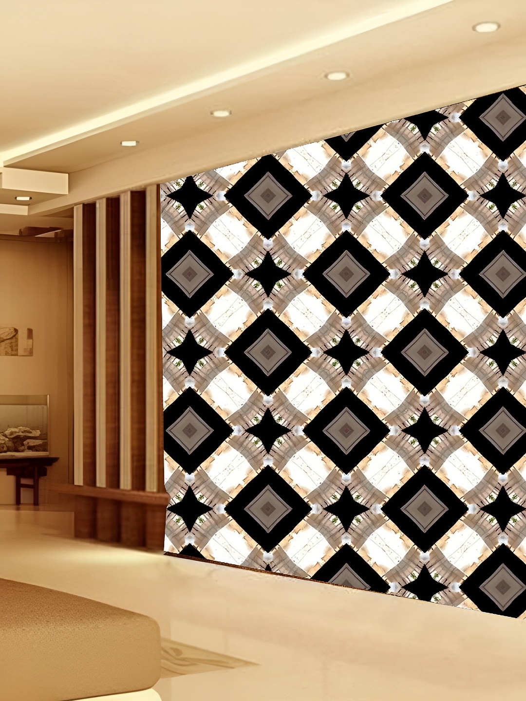 

KSHIRSA White & Black Printed Self-Adhesive Wall Sticker