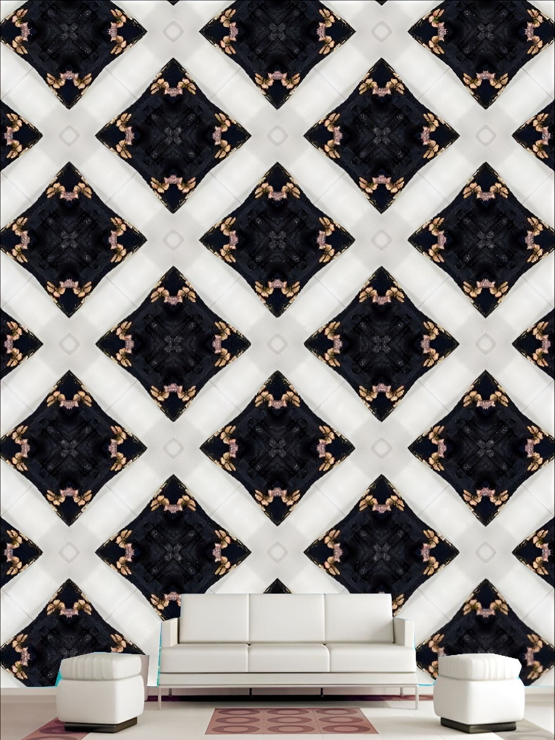 

KSHIRSA Black & White Abstract Self Adhesive 3D Wall Sticker