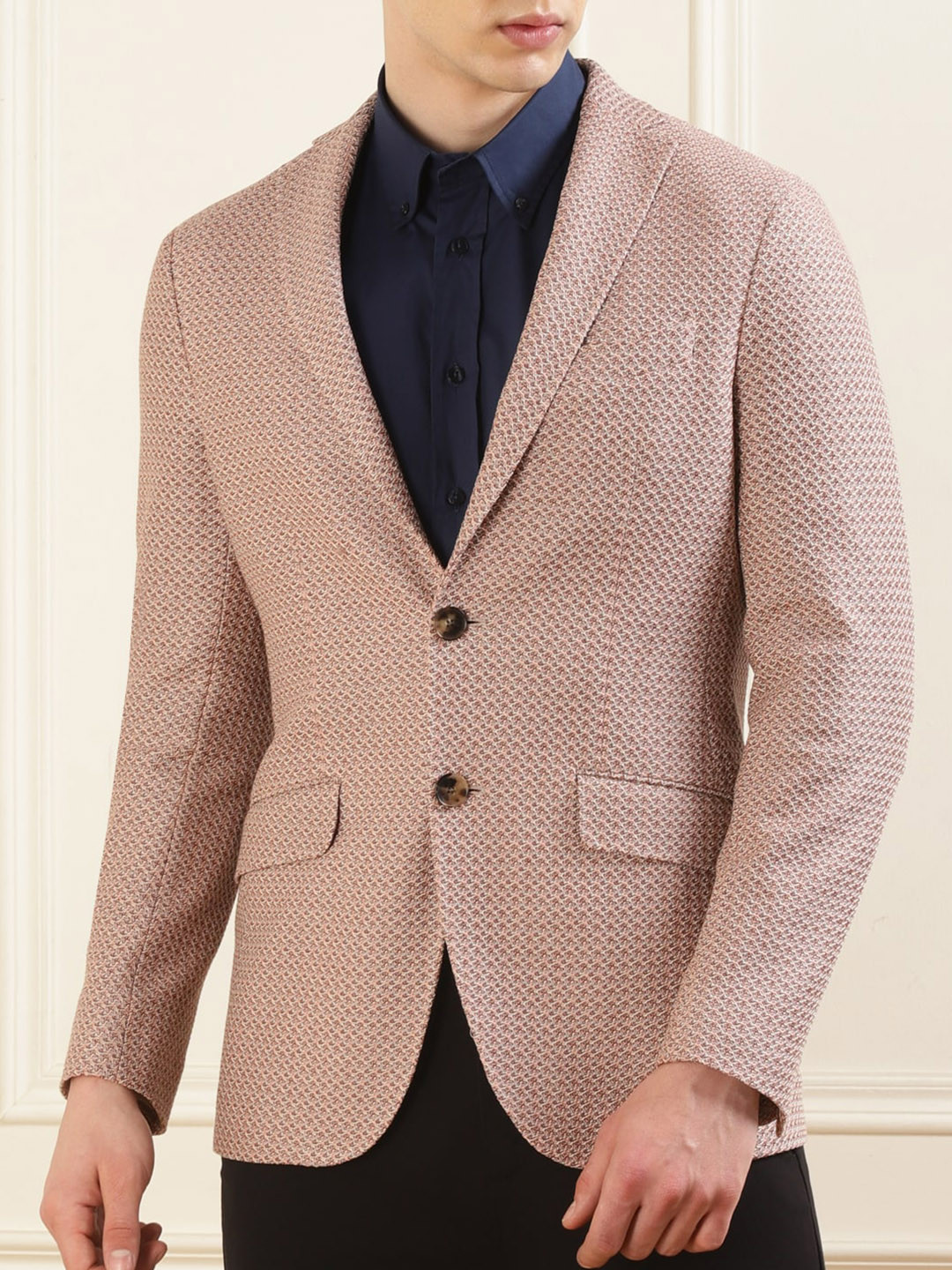

ETRO Textured Pure Cotton Slim Fit Blazers, Pink