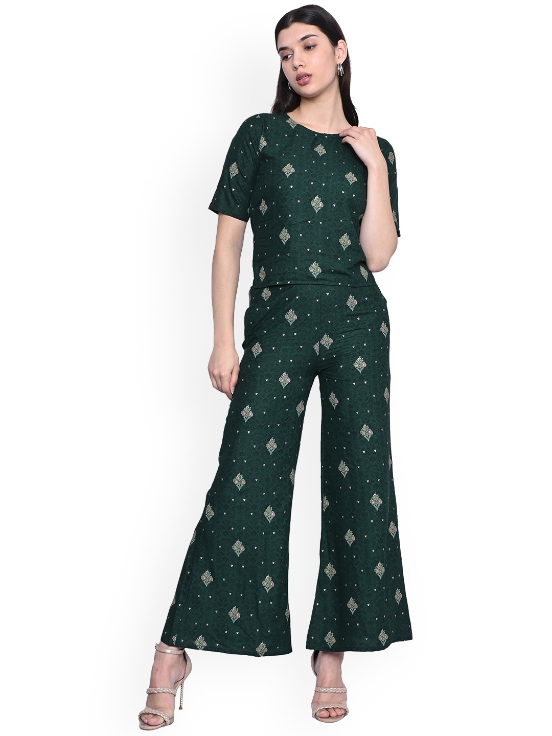 

VINISHAA KLOTHING Printed Top & Palazzo Co-Ord Set, Blue