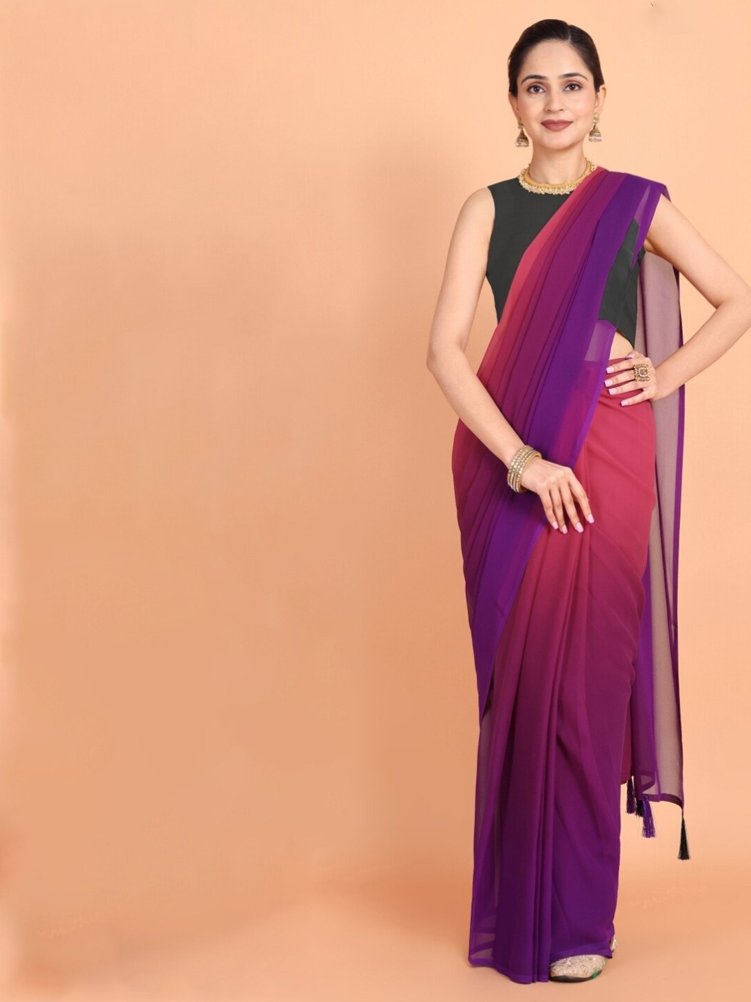 

MAGMINA Ombre Ready to Wear Arani Saree, Purple