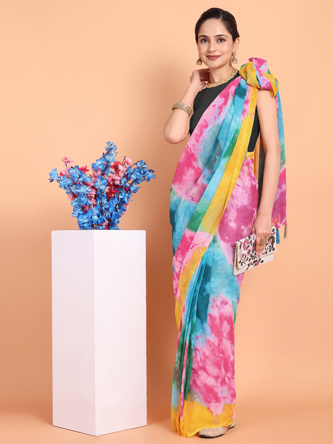 

MAGMINA Ombre Ready to Wear Arani Holi Saree, Blue