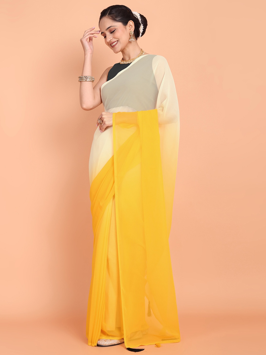 

MAGMINA Ombre Ready to Wear Arani Saree, Yellow