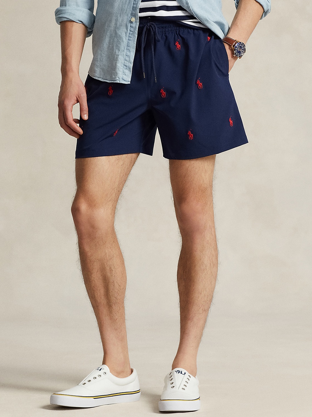 

Polo Ralph Lauren Men Printed Swim Shorts, Navy blue