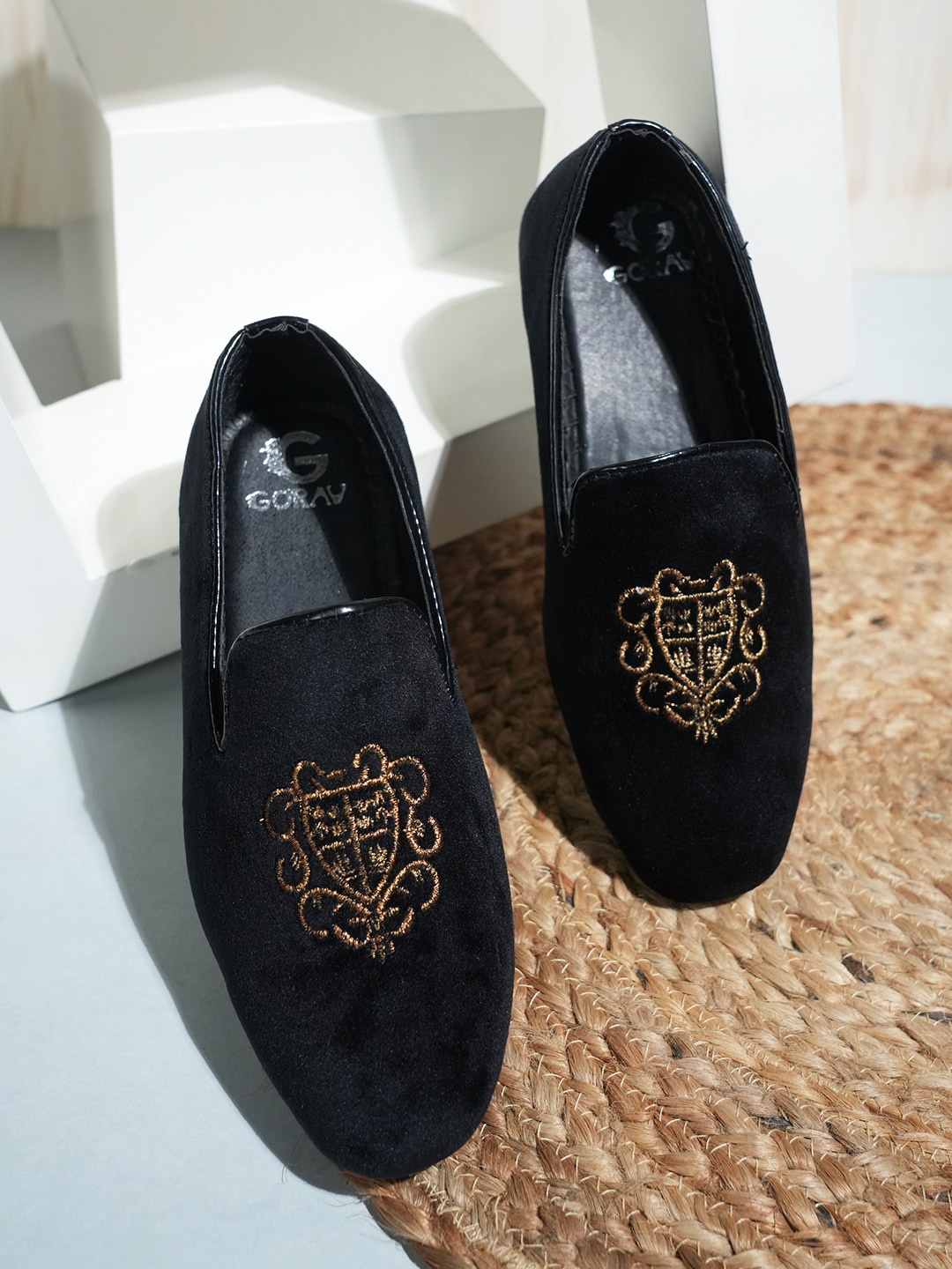 

Style Shoes Boys Embroidered Lightweight Suede Loafers, Black