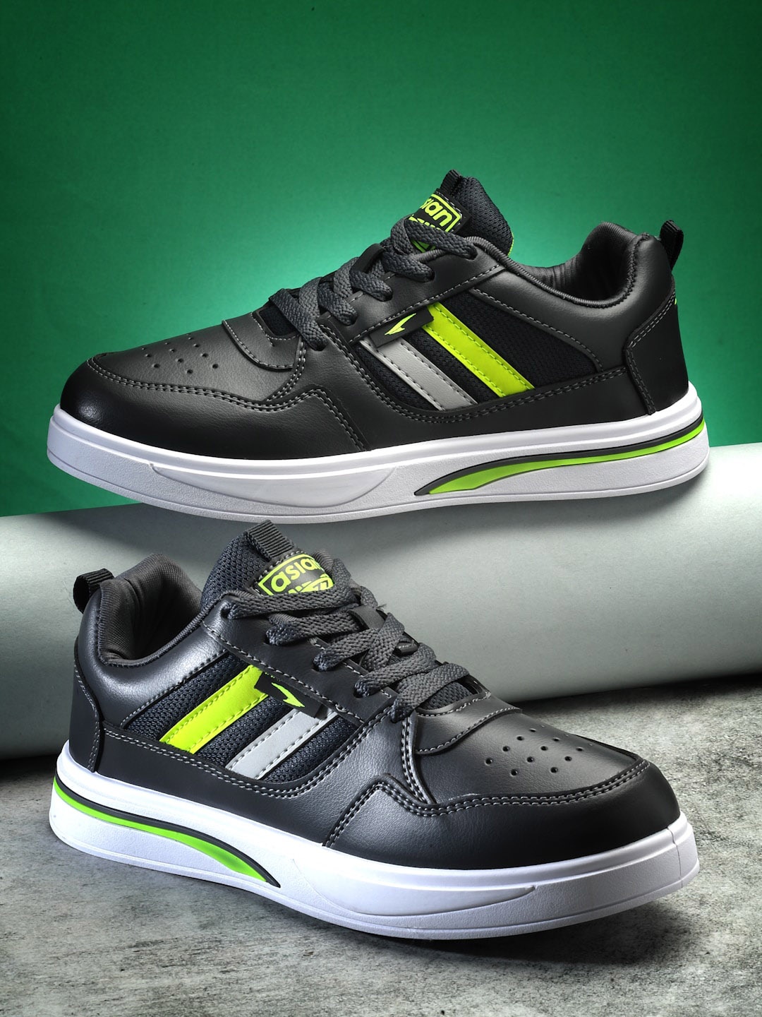 

ASIAN Men SYDNEY-02 Striped Sneakers, Black