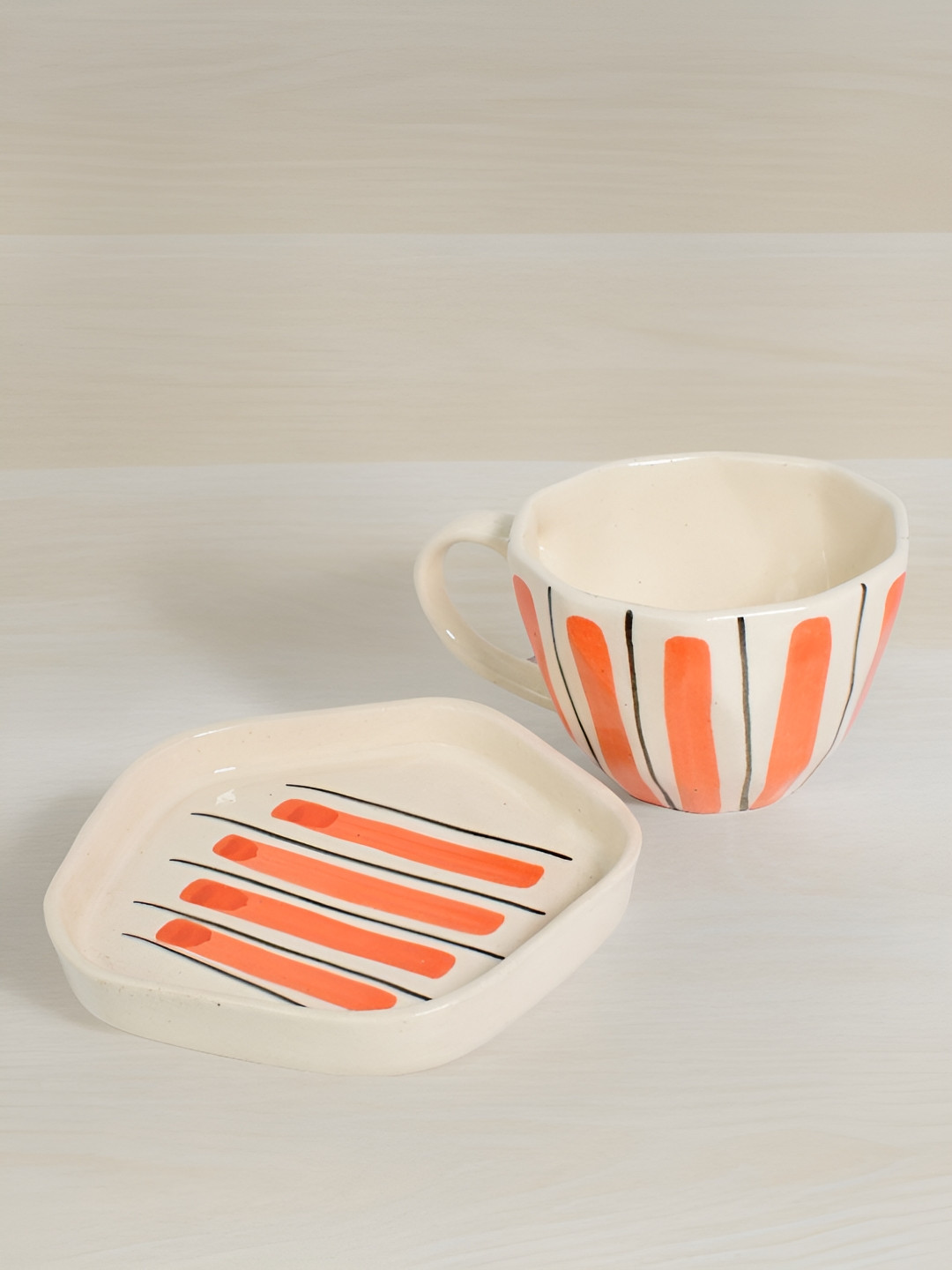 

The Decor Lane Multicoloured Handcrafted and Hand Painted Printed Ceramic Glossy Mugs Set of Cups and Mugs, Multi