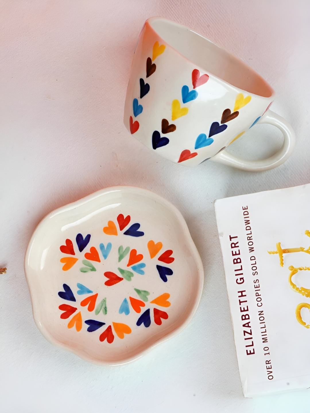 

The Decor Lane Multicoloured Handcrafted and Hand Painted Printed Ceramic Glossy Mugs Set of Cups and Mugs, Multi