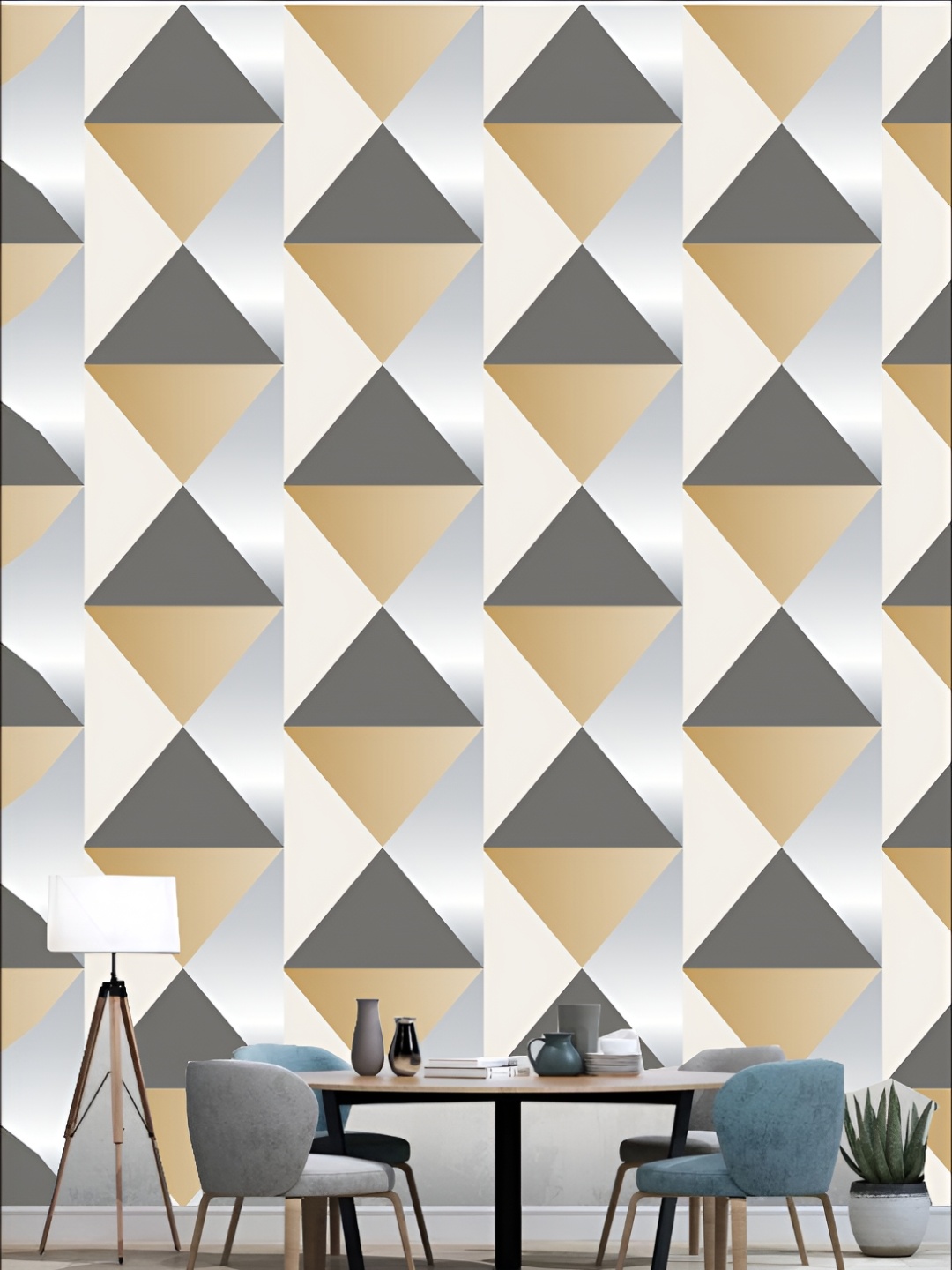 

KSHIRSA White & Brown Geometric Printed 3D Self Adhesive Wallpaper