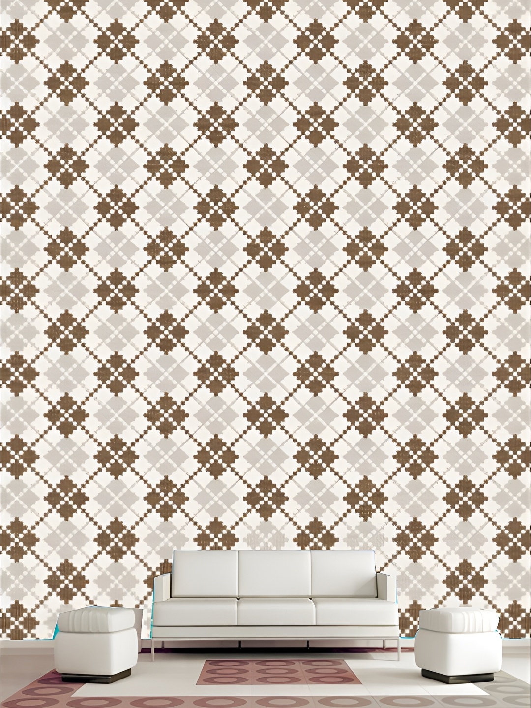 

KSHIRSA Brown & White Printed Self Adhesive 3D Wall Sticker