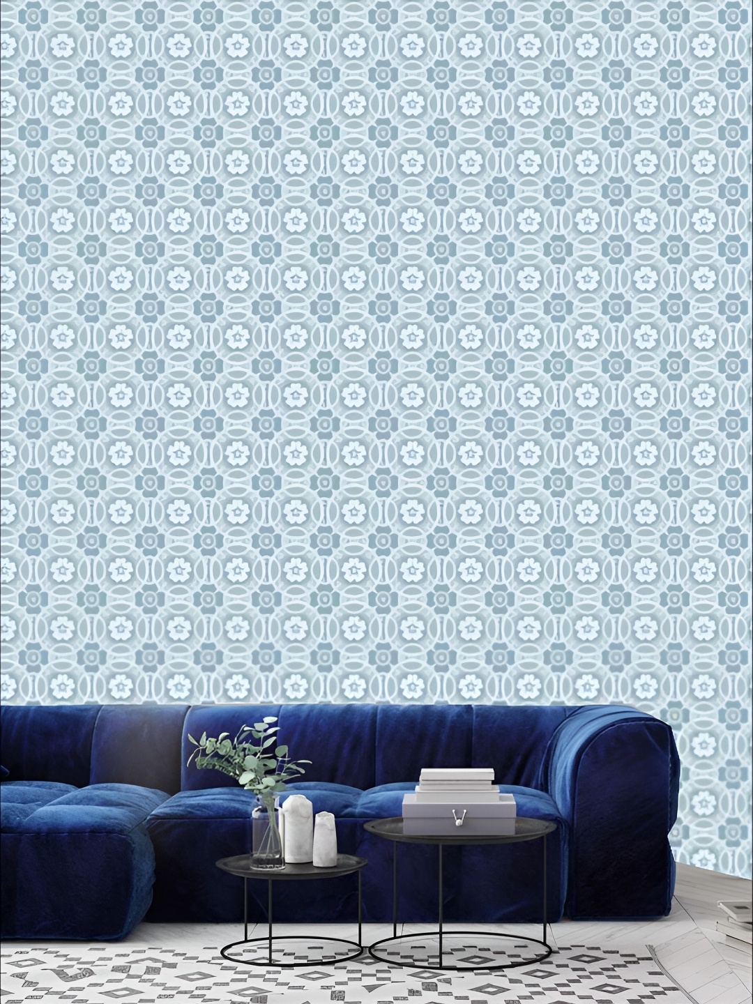 

KSHIRSA Blue & White Abstract Printed Self Adhesive 3D Wall Sticker