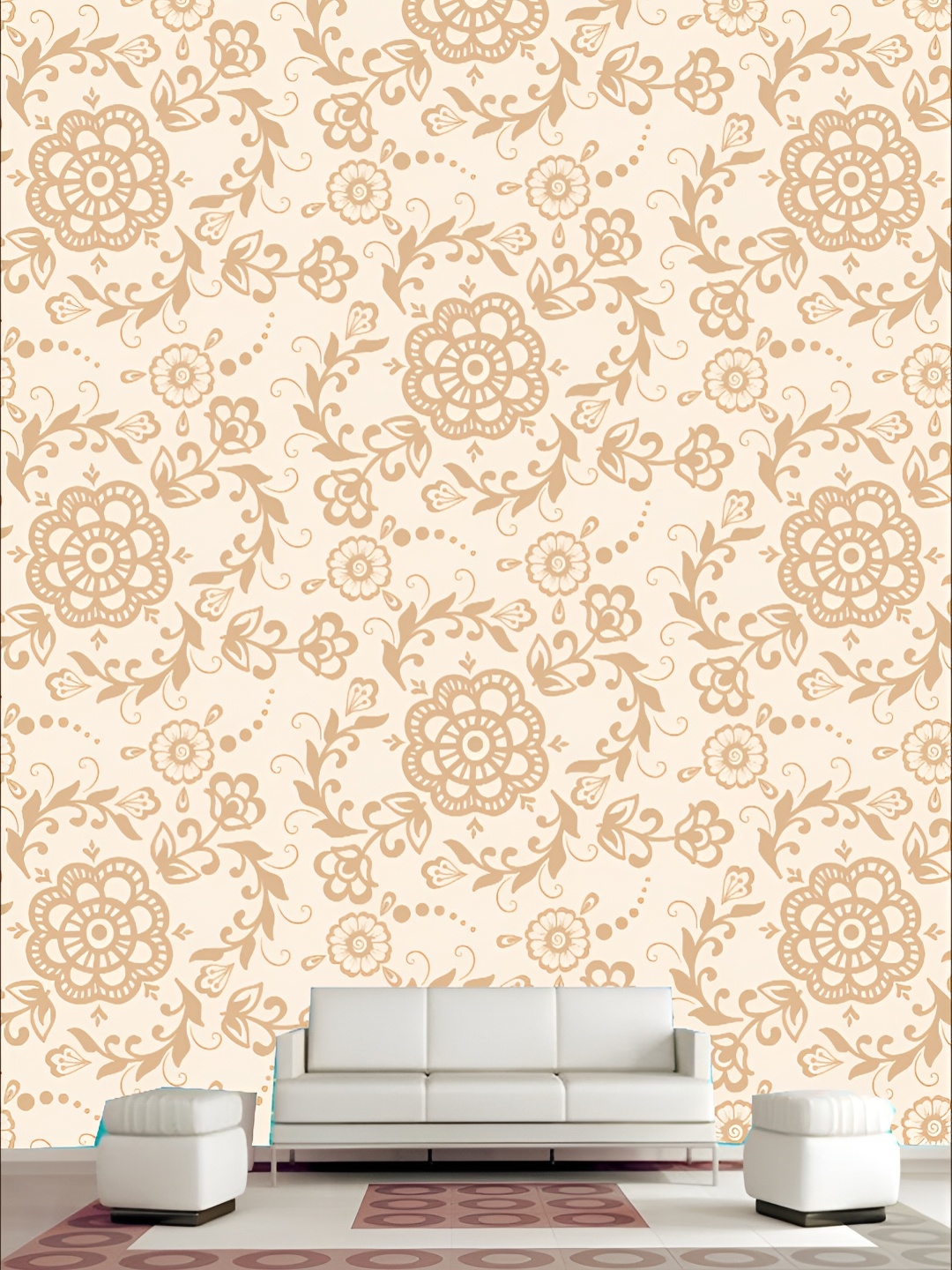 

KSHIRSA Brown & Beige Floral Printed 3D Self Adhesive Wallpaper