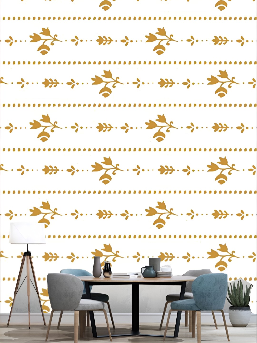 

KSHIRSA Brown & White Floral Printed 3D Self Adhesive Wallpaper