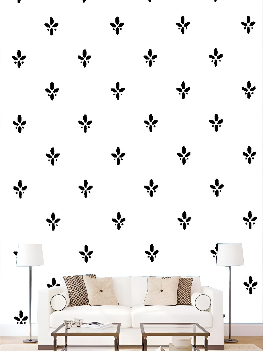 

KSHIRSA White & Black Abstract Self Adhesive 3D Wall Sticker