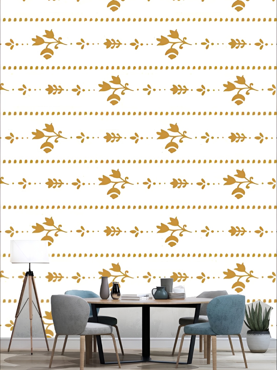 

KSHIRSA Beige & Brown Floral Printed Self Adhesive 3D Wall Sticker