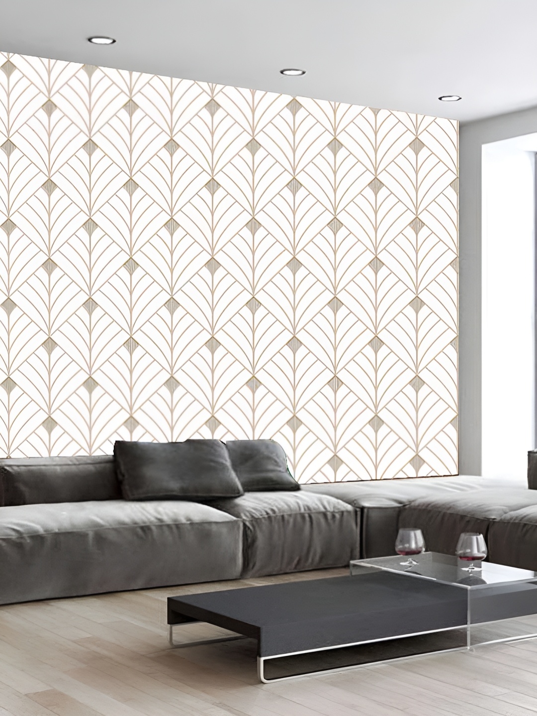 

KSHIRSA White & Beige Geometric Printed Self Adhesive Wallpaper