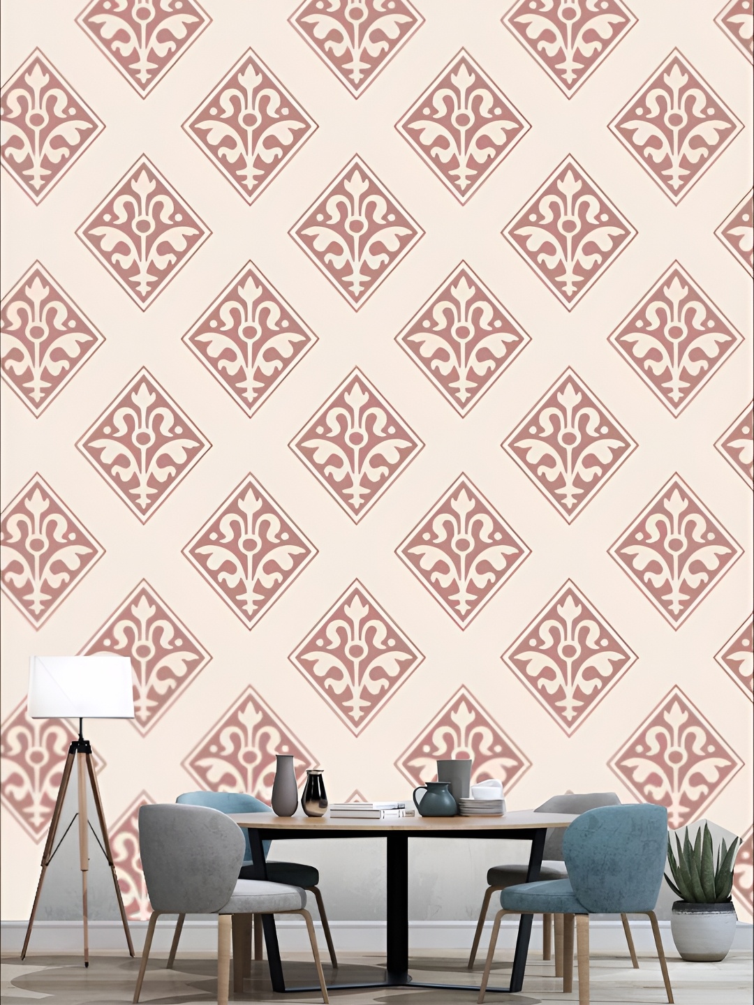 

KSHIRSA Pink & Beige Floral Printed Self Adhesive 3D Wall Sticker