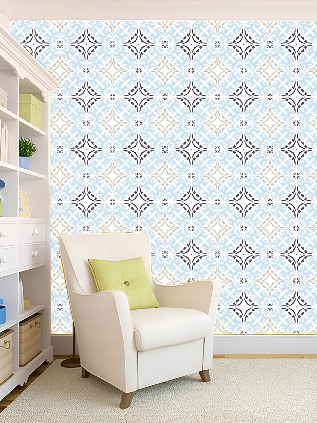 

KSHIRSA Blue & Brown Geometric Self Adhesive 3D Wall Sticker