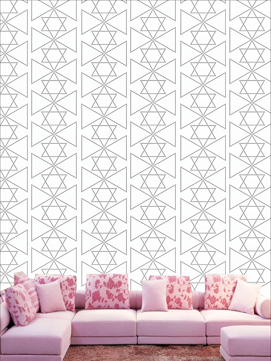 

KSHIRSA White & Grey Geometric Printed 3D Self Adhesive Wallpaper