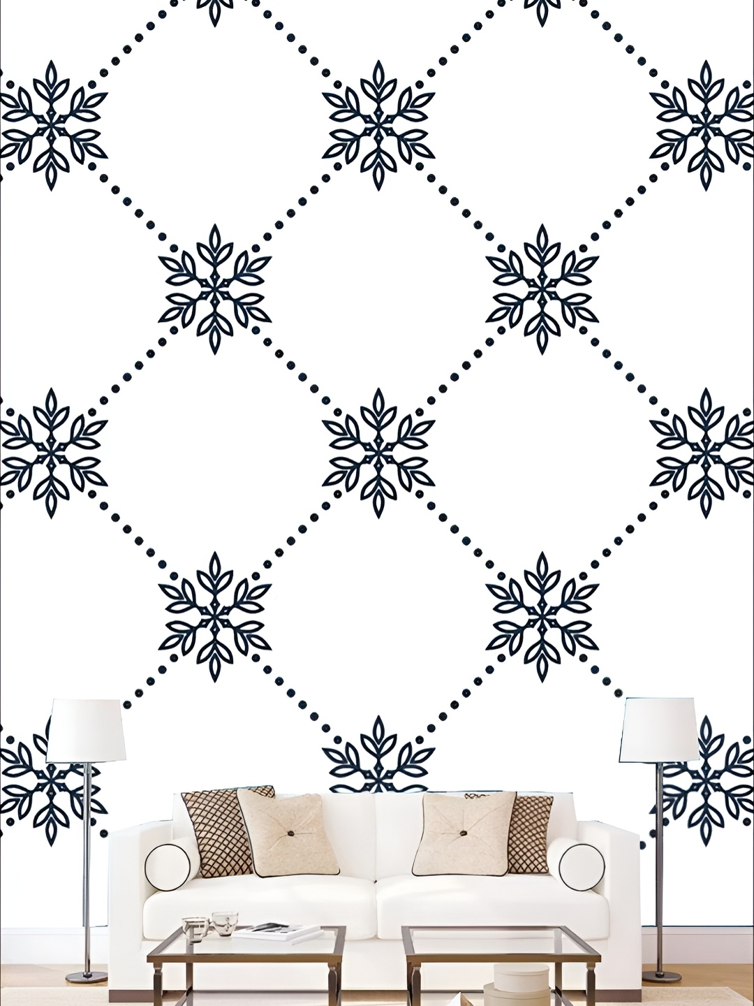 

KSHIRSA White & Black Floral Printed Self Adhesive Wallpaper