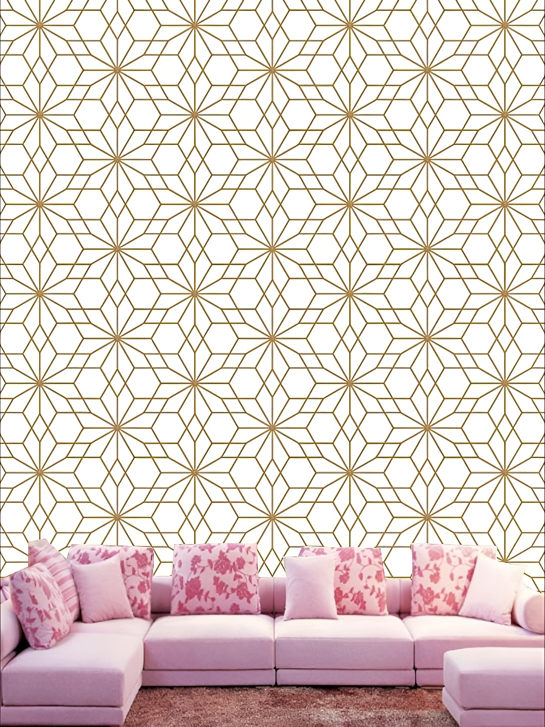 

KSHIRSA White & Brown Geometric Printed 3D Self Adhesive Wallpaper