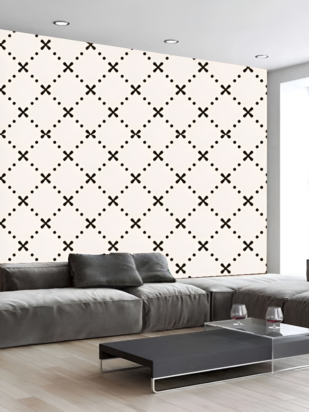 

KSHIRSA White & Black Geometric Printed 3D Self Adhesive Wallpaper