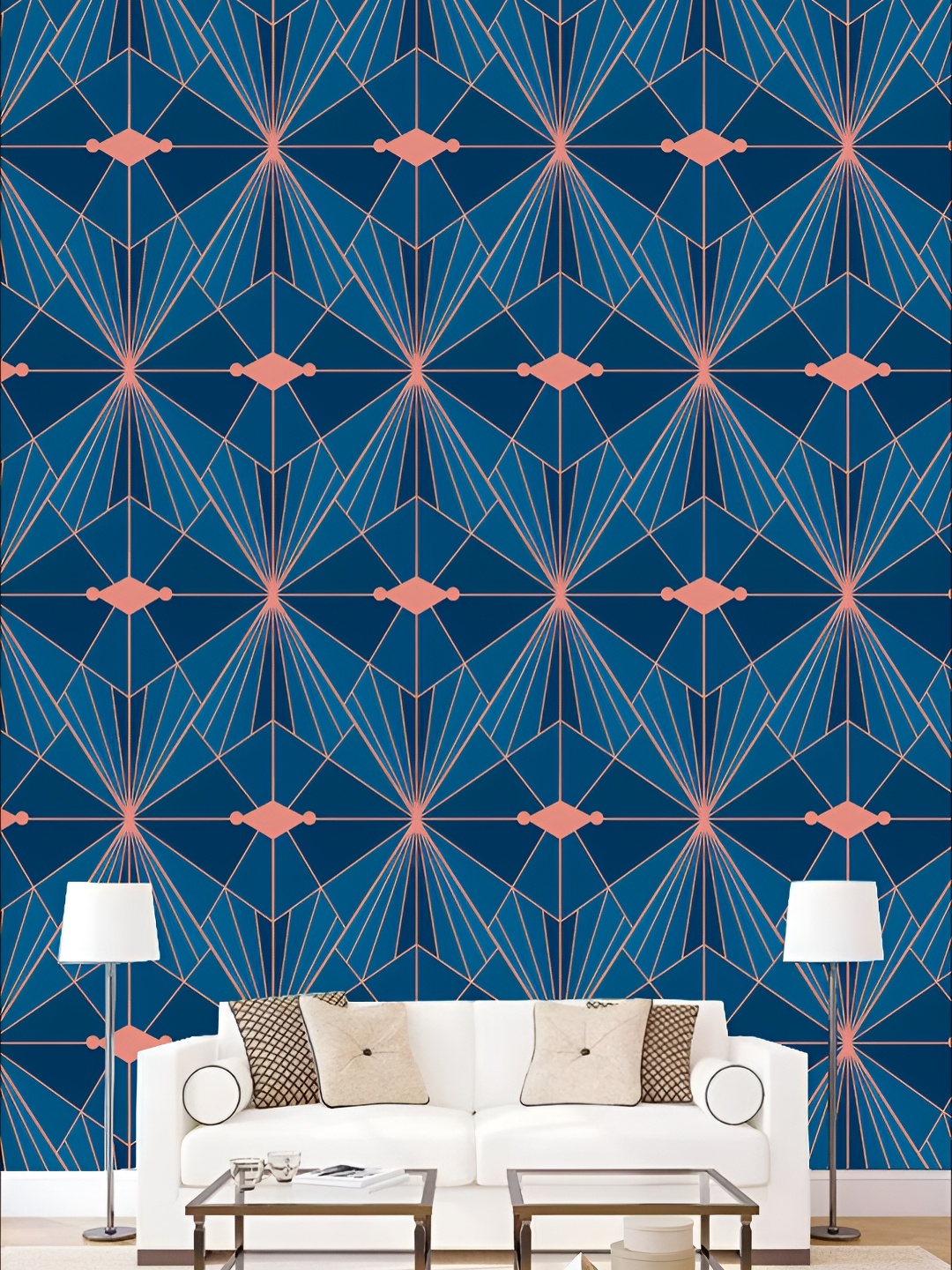 

KSHIRSA Blue & Pink Geometric Printed 3D Self Adhesive Wallpaper