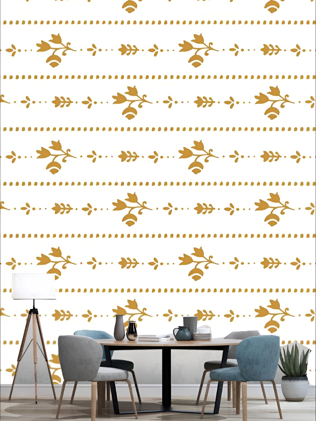 

KSHIRSA Brown & White Floral Printed 3D Self Adhesive Wallpaper